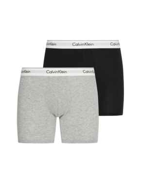 Calvin Klein Mens Modern Cotton Boxer Brief 2 Pack Heather Grey/Black