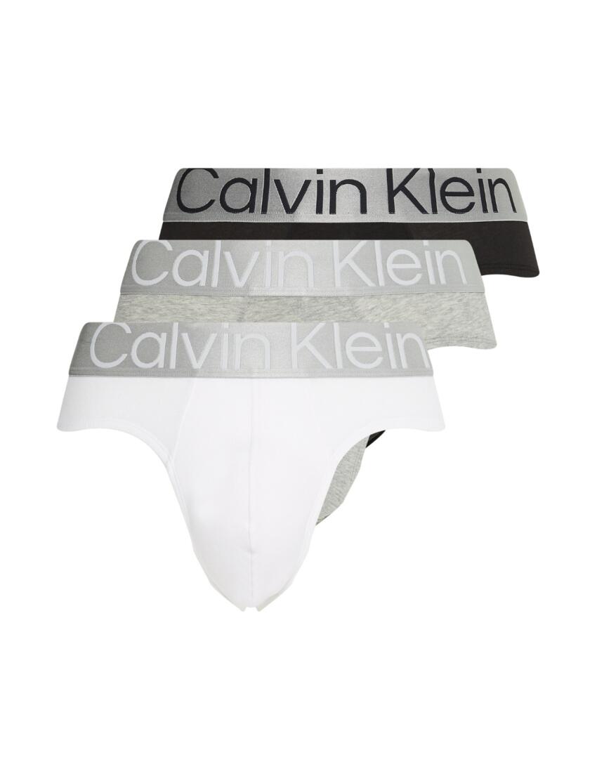 000NB3129A Calvin Klein Mens Steel Cotton Hip Brief - 000NB3129A Black/White/Heather Grey