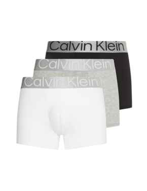 Calvin Klein Mens Steel Cotton Trunks 3 Black/White/Grey Heather