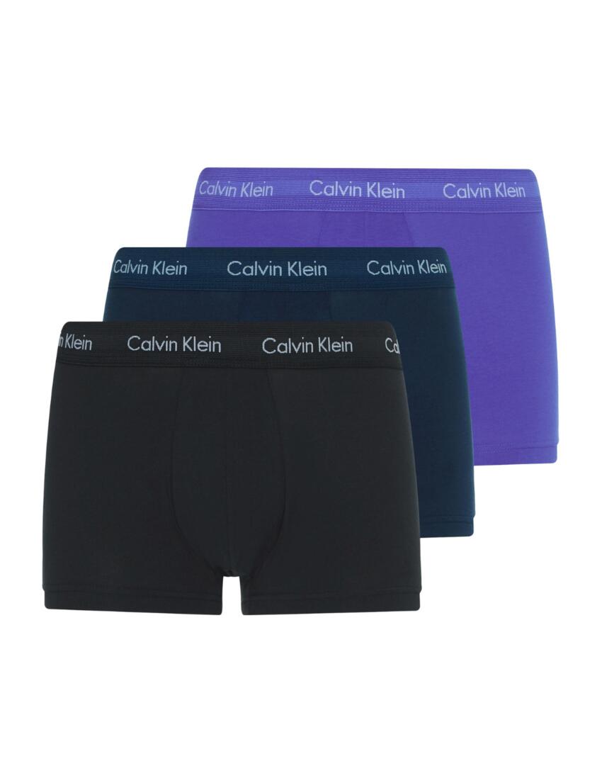 0000U2664G Calvin Klein Mens Cotton Stretch Three Pack Trunks  - 0000U2664G Black/Blue Shadow/Cobalt Water DTM WB 