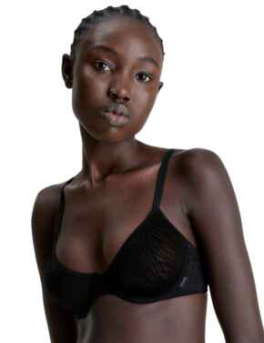 Calvin Klein Women's Sheer Marquisette Demi Unlined Bra, Black, 30B :  : Fashion