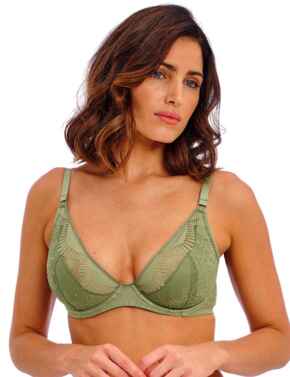 Wacoal Sensu Lace Underwired Plunge Bra Silk Green