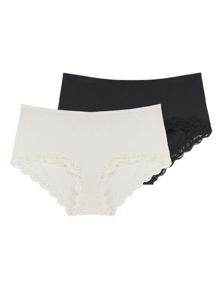 Dorina Evie 2 Pack Midi Briefs  Ivory/Black