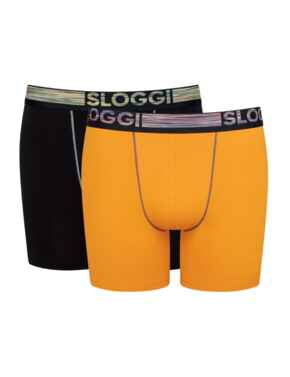 Sloggi Mens Go ABC Short 2 Pack Orange Black Combination