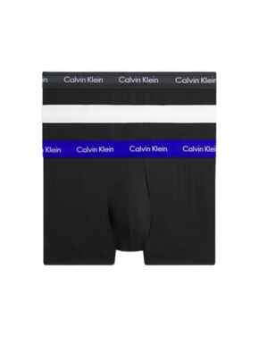 Calvin Klein Mens Cotton Stretch Low Rise Trunks 3 Pack Black/Black, Black/Grey, Black/Blue