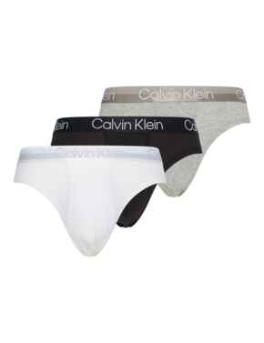 Calvin Klein Mens Essential Hip Briefs 3 Pack White/Black/Grey Heather
