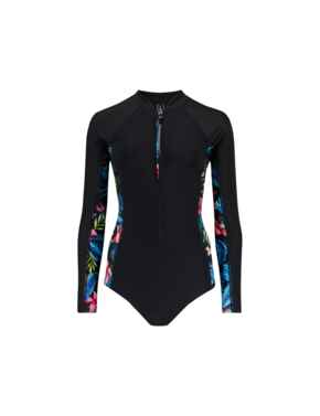 Pour Moi Energy Long Sleeved Zip Front Paddle Swimsuit Tropical 