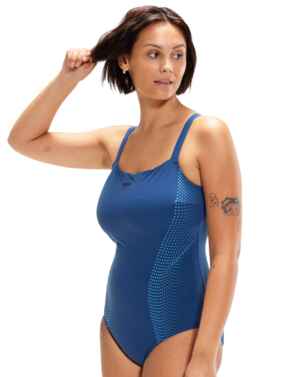 Speedo Cystallux Printed Swimsuit Blue/Blue