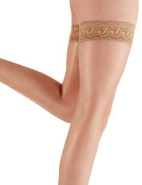 Pretty Polly Nylons 10D Gloss Lace Top Hold Ups Sherry