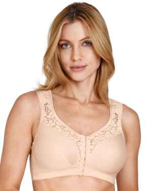 Miss Mary of Sweden Cotton Lace Front Closure Bra Beige