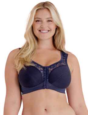 Miss Mary of Sweden Cotton Lace Front Closure Bra Dark Blue