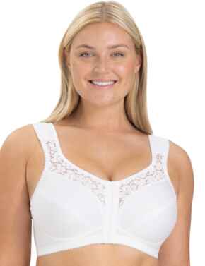 Miss Mary of Sweden Cotton Lace Front Closure Bra White 