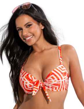 Pour Moi Casablanca Lightly Padded Underwired Front Tie Top Orange 