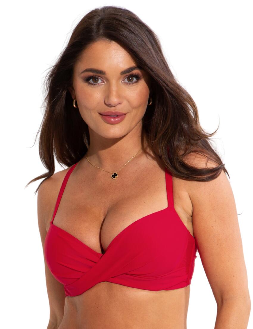 13208R Pour Moi Free Spirit Lightly Padded Underwired Twist Front Bikini Top  - 13208R Red 