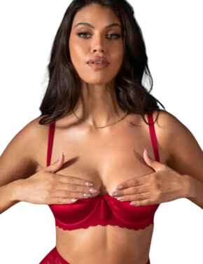 Pour Moi For Your Eyes Only Underwired Quarter Cup Bra Red