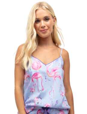 Cyberjammies Zoey Pyjama Camisole Top Blue Flamingo Print