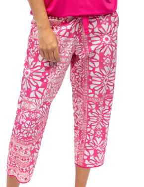 Cyberjammies Haley Cropped Pyjama Bottoms Pink Tile Print