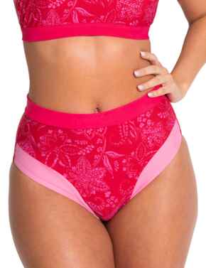  Pour Moi Palm Springs High Leg Tummy Control Bikini Brief Red/Pink