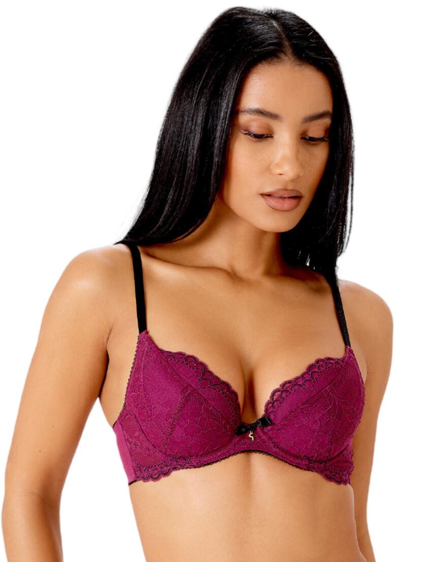 Gossard Superboost Lace Padded Plunge Bra Purple Potion