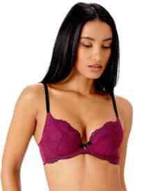Gossard Superboost Lace Padded Plunge Bra Purple Potion