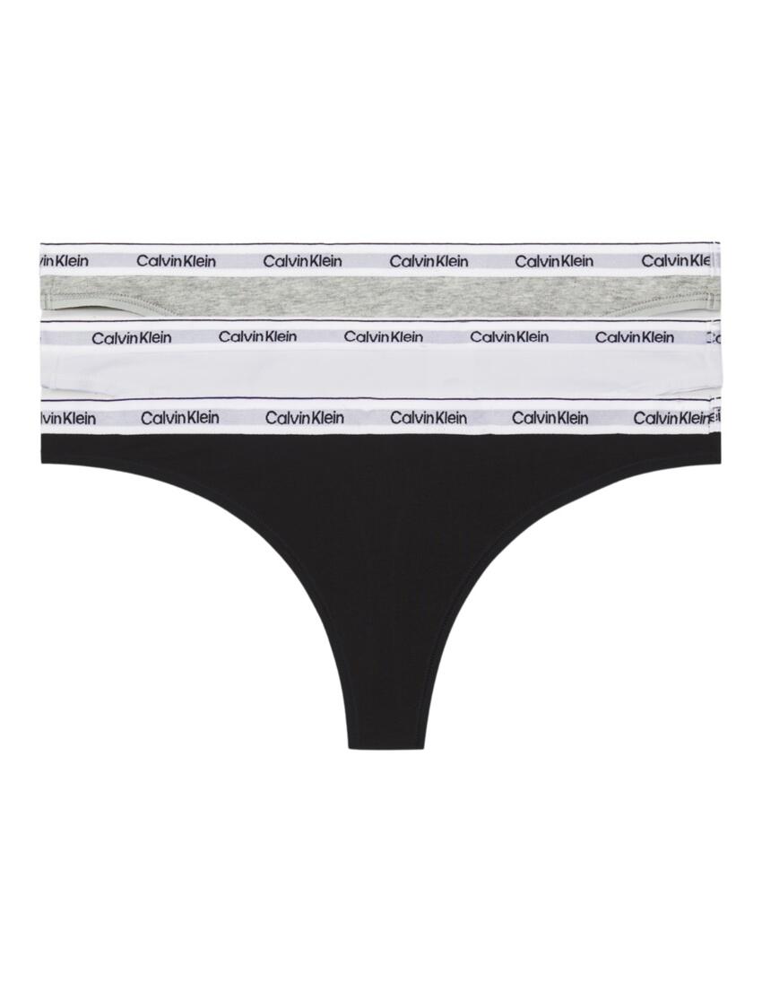 Calvin Klein Modern Logo Thong 3 Pack Black/ White/ Grey Heather 