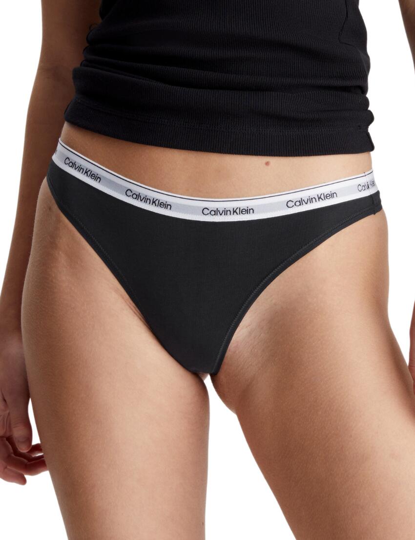 Calvin Klein Modern Logo Thong 3 Pack Black/Black/Black 
