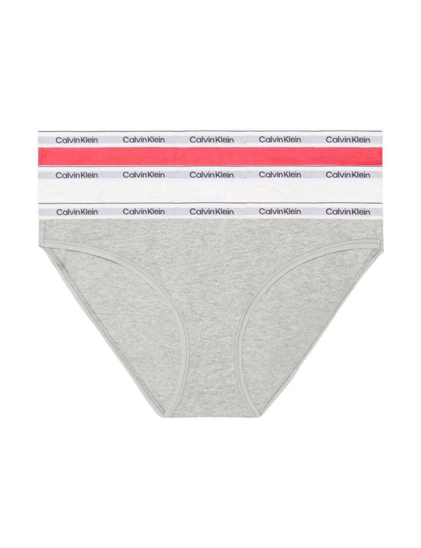 Calvin Klein Modern Logo Bikini Brief 3 Pack Azalea/ White/ Grey Heather 