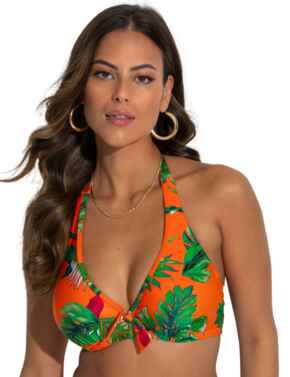 Pour Moi Paradiso Halter Bikini Top Orange Tropical