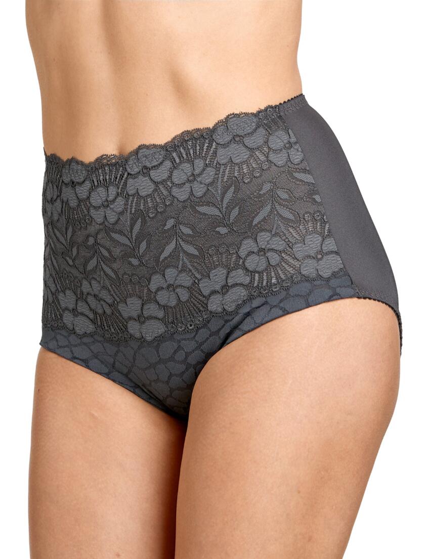 Miss Mary of Sweden Jacquard & Lace Brief Dark Grey 