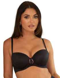 Pour Moi New Romance Balcony T-Shirt Bra Black/Rose
