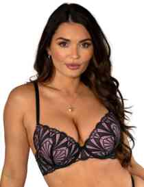 Pour Moi New Romance Padded Push Up Plunge Bra Black/Rose 