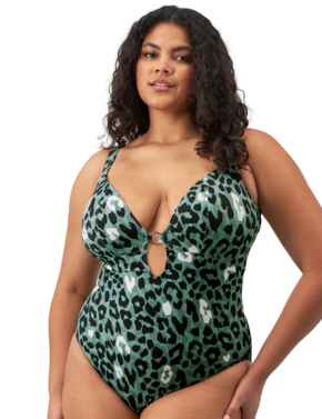 Elomi Jungle Bay Non Wired Plunge Swimsuit Black