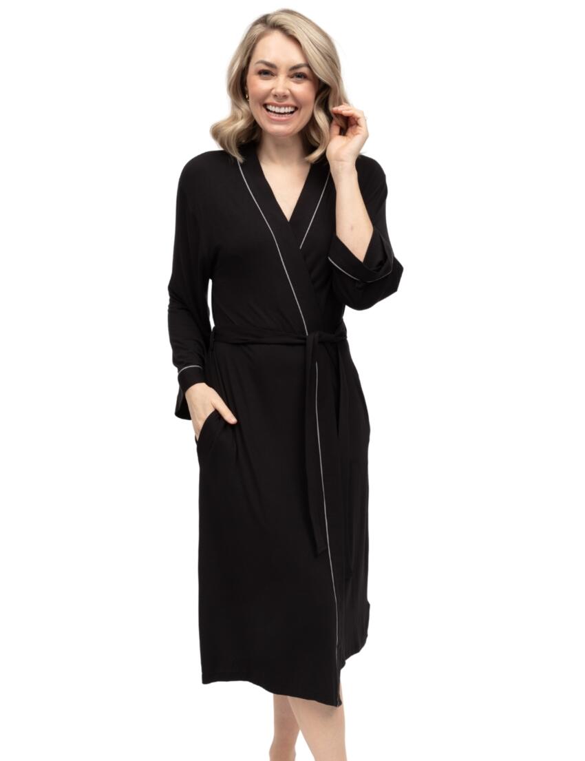 Cyberjammies Parker Jersey Long Dressing Gown Black