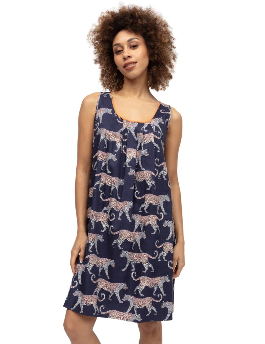 Cyberjammies Taylor Leopard Print Short Nightdress Navy Mix