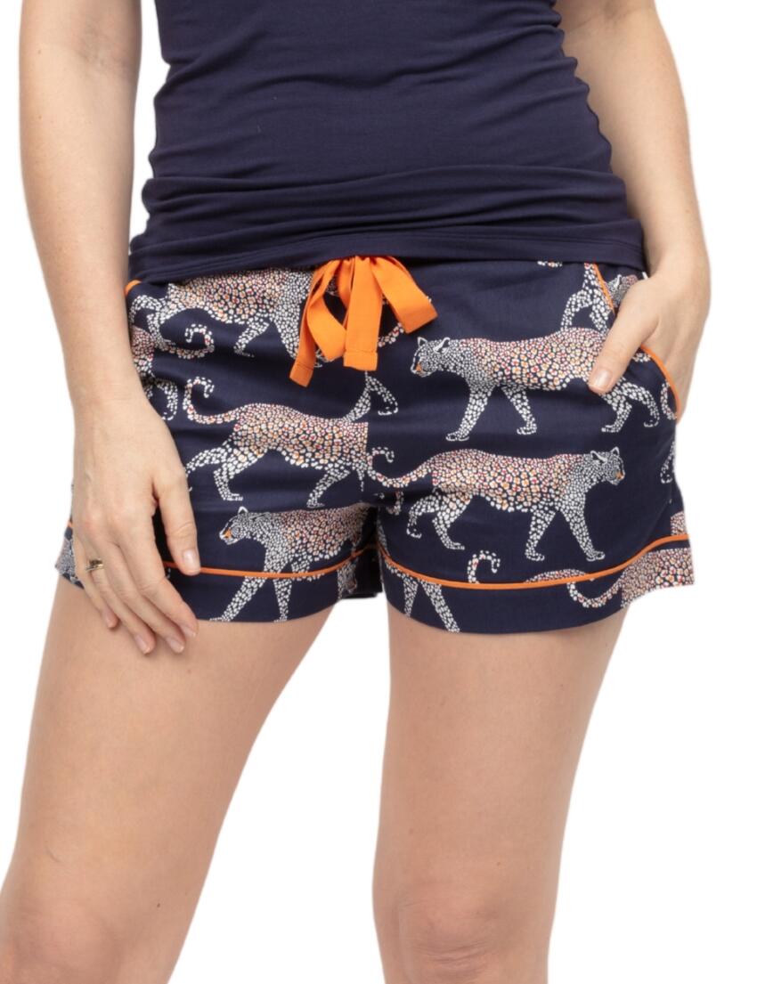 Cyberjammies Taylor Leopard Print Shorts Navy Mix