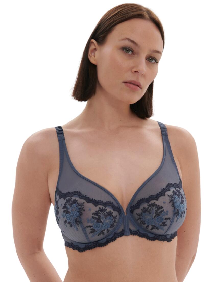 Simone Perele Intrigue Plunging Underwired Bra Cinder Blue
