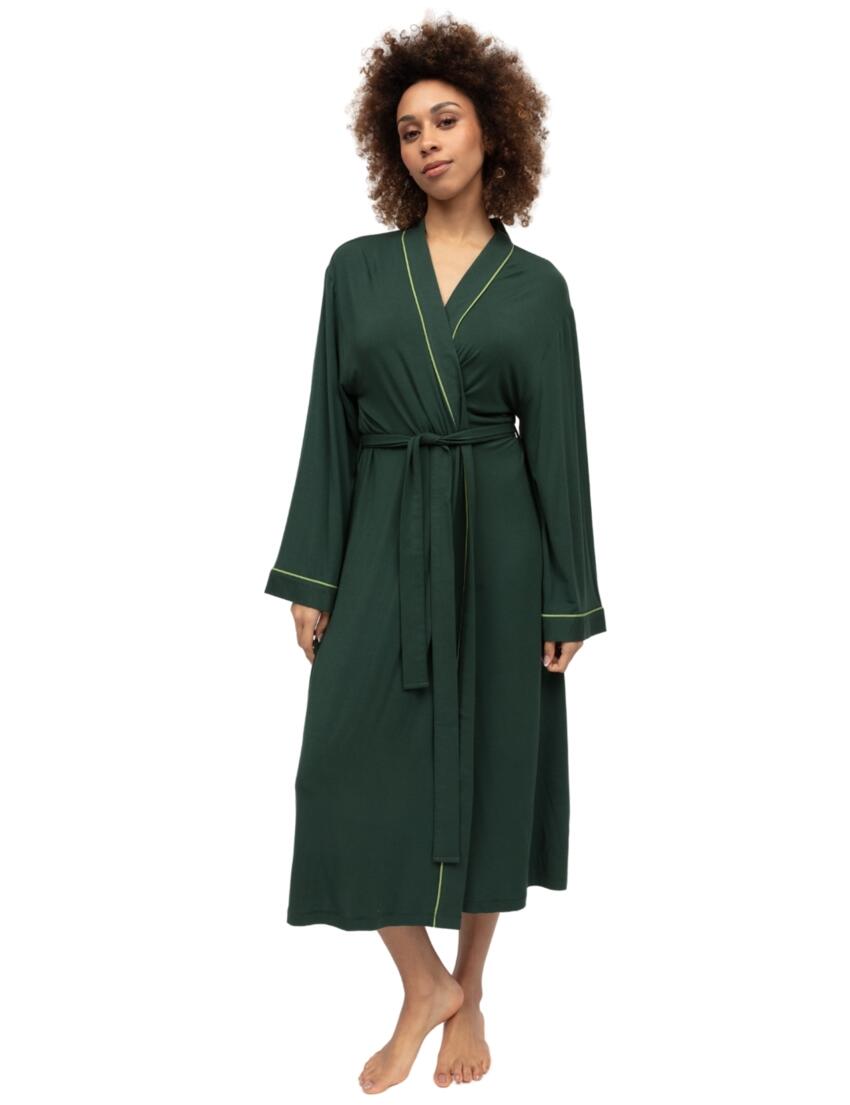 0399 Cyberjammies Forrest Jersey Long Dressing Gown - 0399 Dark Green