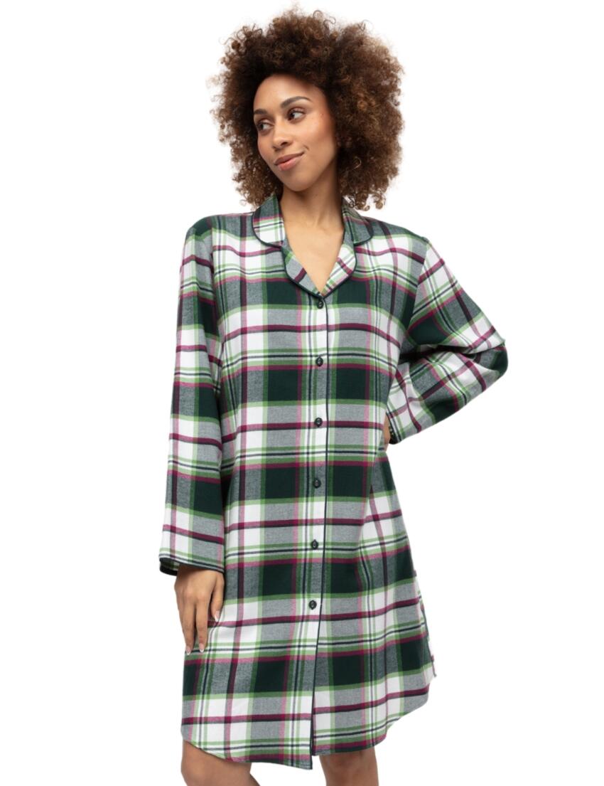 Cyberjammies Forrest Brushed Check Nightshirt Dark Green Mix