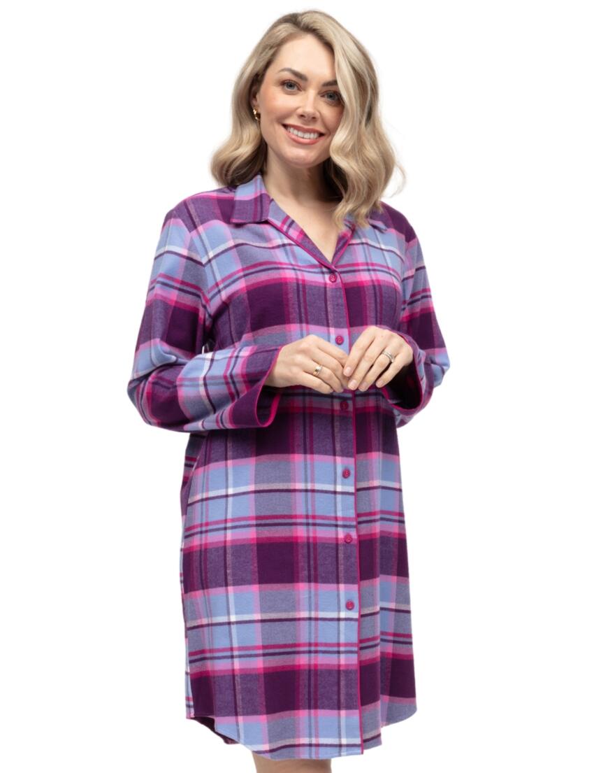 Cyberjammies Hazel Brushed Check Nightshirt Dark Purple Mix