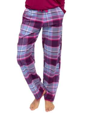 Cyberjammies Hazel Brushed Check Pyjama Bottoms Dark Purple Mix