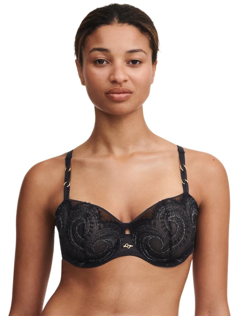 Chantelle Mystic Dream Half Cup Bra Black / Silver Lurex