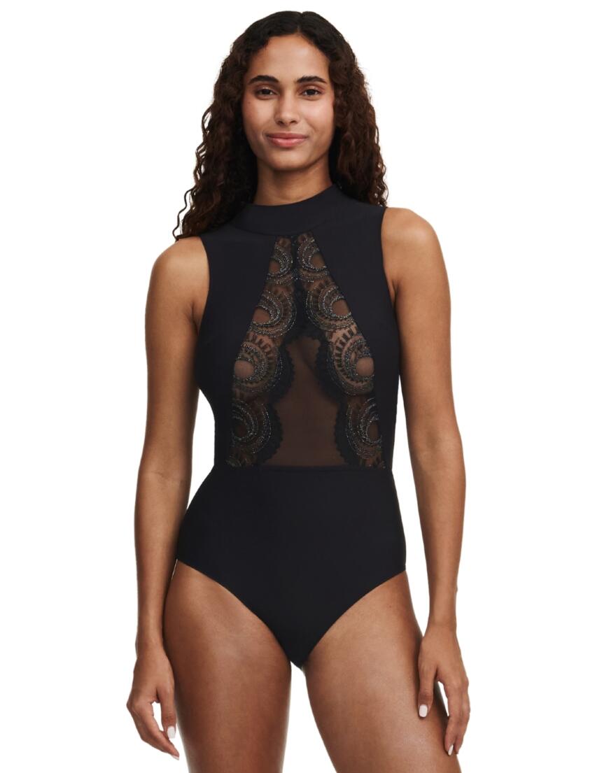 Chantelle Mystic Dream Bodysuit Black / Silver Lurex