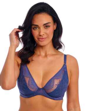 Wacoal Sensu Lace Underwired Plunge Bra Dark Azure