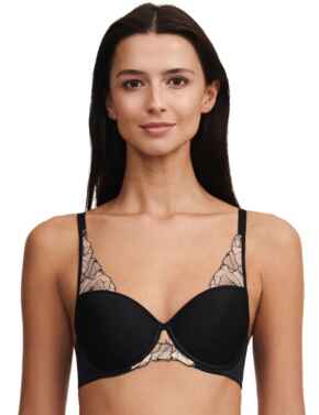 Chantelle Tattoo Love Memory Foam T-Shirt Bra Black/Golden Beige