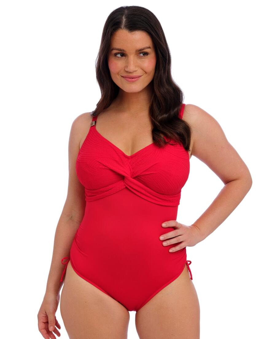 Fantasie Ottawa Underwired Twist Front Swimsuit With Adjustable Leg Radiant Red