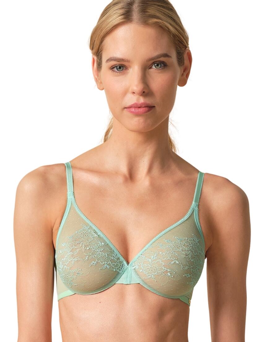 Gossard Glossies Lace Sheer Bra Brook Green