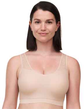 Chantelle Soft Stretch Lace Padded Crop Top Golden Beige
