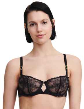 Chantelle Orchids Half Cup Balcony Bra Black