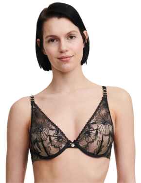 Chantelle Orchids Push-Up T-Shirt Bra Black