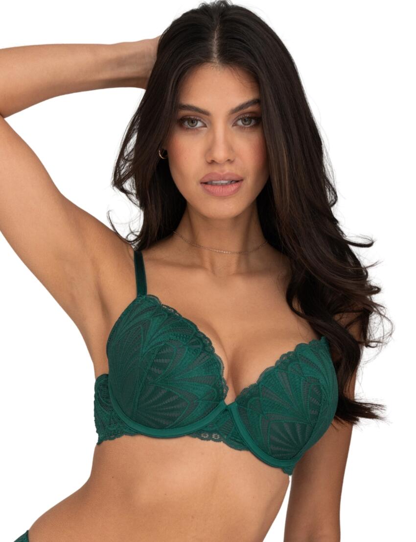 Pour Moi New Romance Padded Push Up Bra Forest/Slate